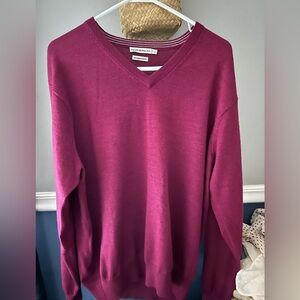 Peter Millar Men's V-Neck Sweater 100% Merino Wool XL Maroon